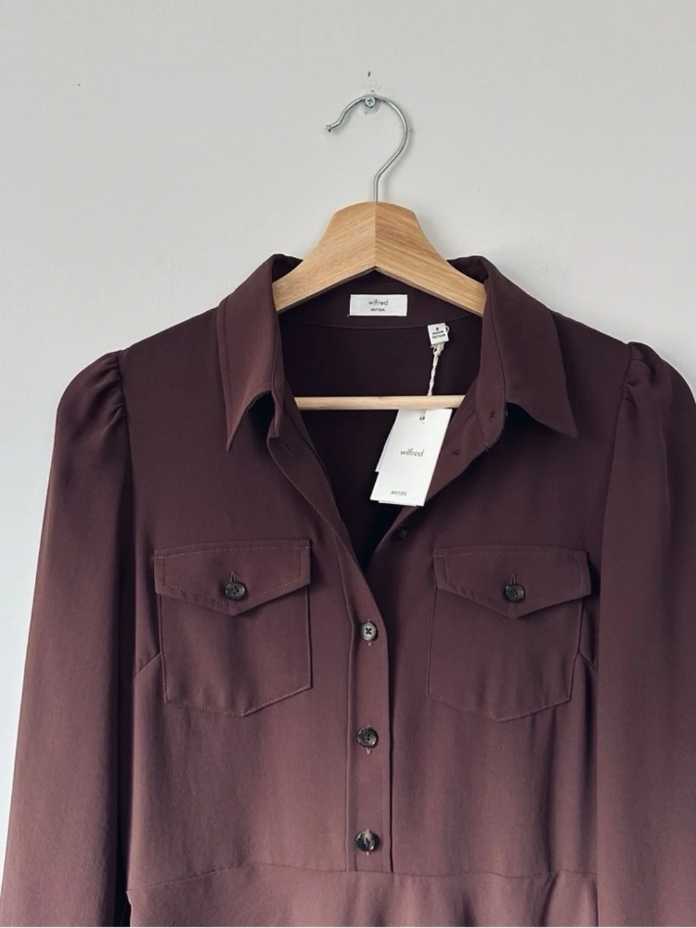 Aritzia Wilfred (Re)Twill™ Songbird Dress Cocoa Powder Brown - Picture 9 of 11